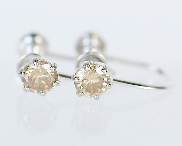 楽天市場】K18/WG/PG 0.4ct ブラウンダイヤモンドイヤリング 
