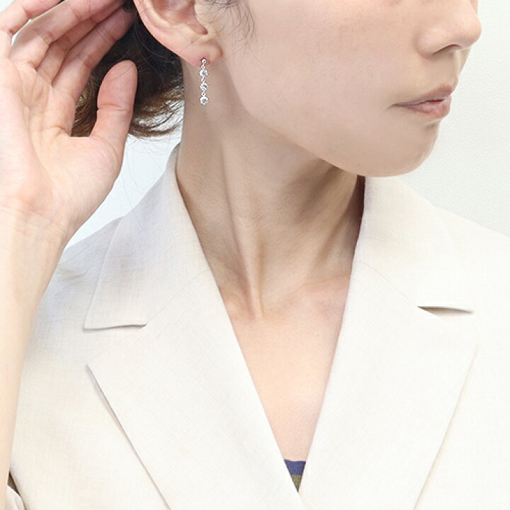 楽天市場】ピアス/イヤリング Pt900 ダイヤモンド 3ストーン 合計1ct 