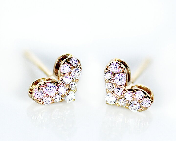 楽天市場】K18 WG PG 0.14ct ダイヤモンド ハート パヴェ ピアス 