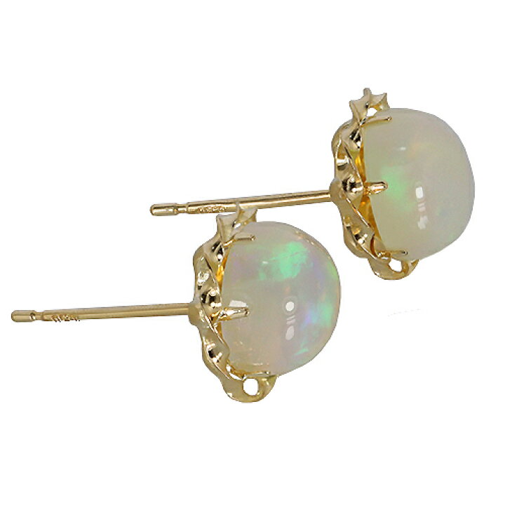 楽天市場】1.6ct オパール ピアス K18 ゴールド スタッド カボション  