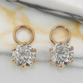 チャーム K18 ダイヤモンド 一粒 合計0.3ct（0.30ct） 6本爪 丸カン2.5mm 上品 普段使い 30代40代50代 kashima