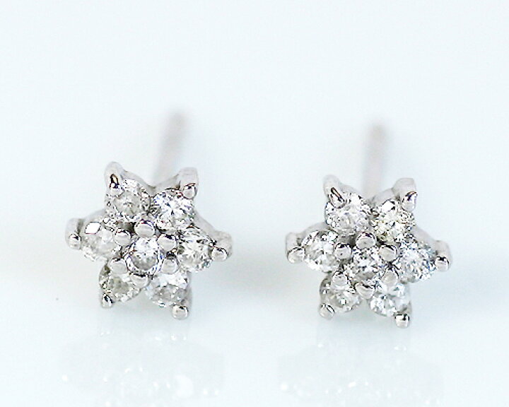 楽天市場】K14WG 0.1ct ダイヤモンド フラワー ピアス ホワイト 