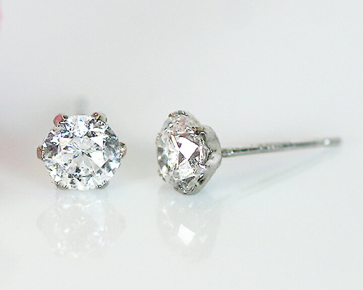 楽天市場】Pt 0.8ct 一粒ダイヤピアス 天然 ダイヤモンド 6爪 シンプル 