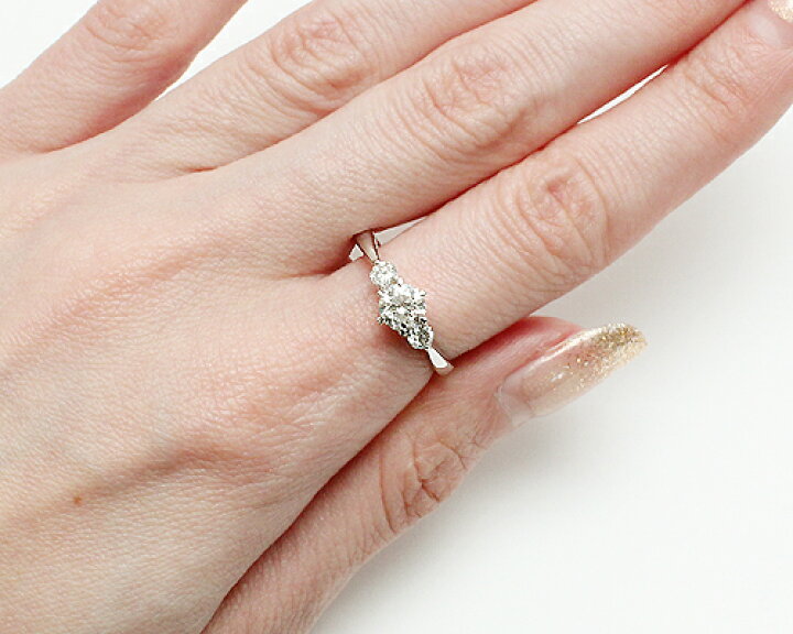 楽天市場】K18WG 0.7ct ダイヤモンド 3ストーン リング : KASHIMA 