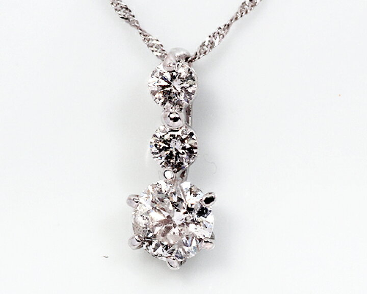 楽天市場】K18WG 0.7ct ダイヤモンド3ストーンペンダント : KASHIMA 