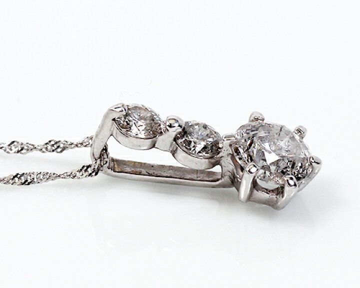 楽天市場】K18WG 0.7ct ダイヤモンド3ストーンペンダント : KASHIMA 