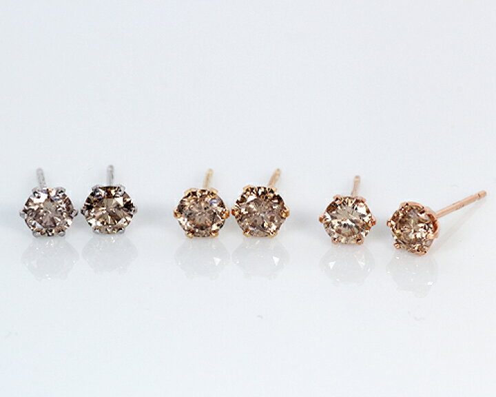 楽天市場】K18/WG/PG 0.4ct 1粒ブラウンダイヤピアス : KASHIMA