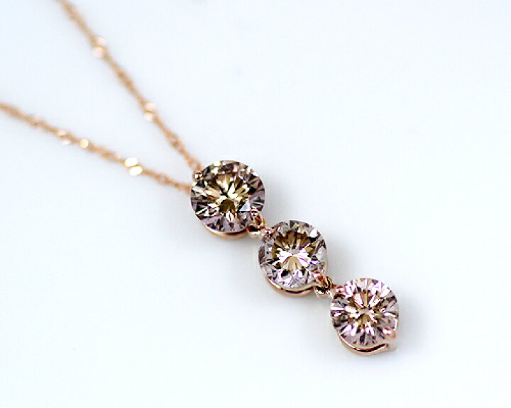 楽天市場】K18/WG/PG 1.0ctブラウンダイヤモンド3ストーンペンダント  