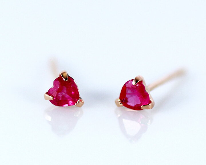 楽天市場】18金 計0.2ct ルビー ハート シェイプ ピアス ゴールド 