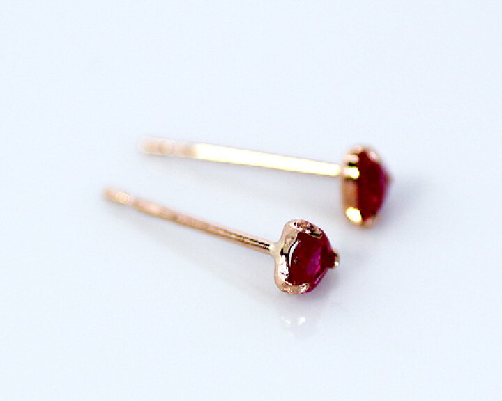 楽天市場】18金 計0.2ct ルビー ハート シェイプ ピアス ゴールド 