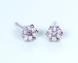 K18 WG PG 0.3ct ダイヤモンド フラワー ピアス