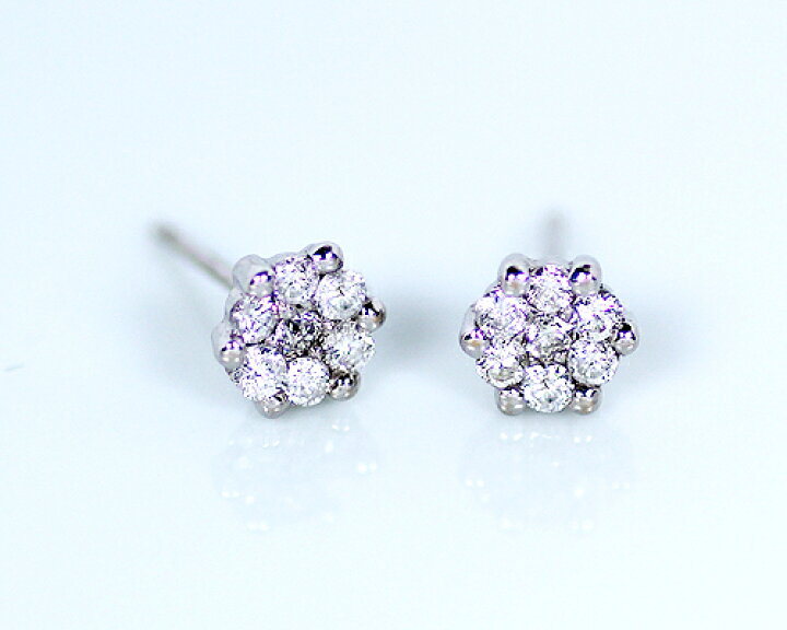 楽天市場】K18 WG PG 0.3ct ダイヤモンド フラワー ピアス 