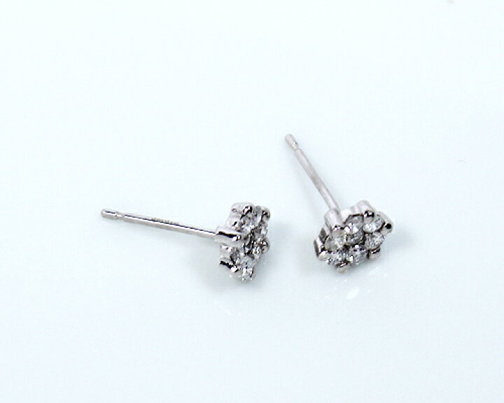 楽天市場】K18 WG PG 0.3ct ダイヤモンド フラワー ピアス 