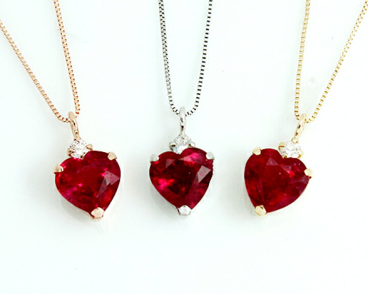 楽天市場】ネックレス K10WG/PG ルビー 1石1ct（1.0ct） ハート 上品 
