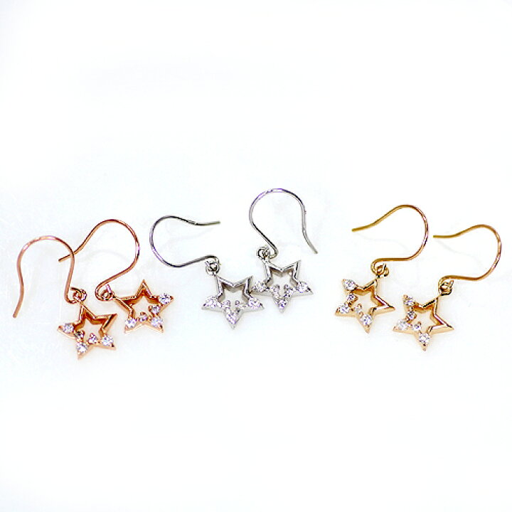楽天市場】K10/WG/PG 0.1ct ダイヤモンド チャーム フック ピアス 