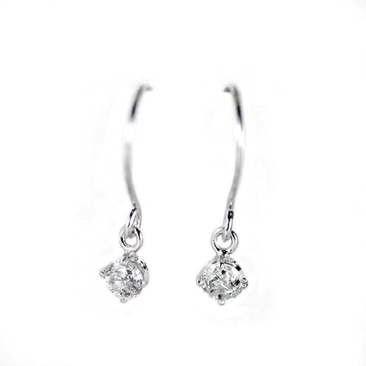 楽天市場】0.1ct 1粒 ダイヤモンド プラチナ チャーム フック ピアス  