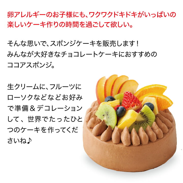 楽天市場 新登場 ココアスポンジケーキ アレルギー アレルギー対応 ケーキ アレルギー対応食品 卵 不使用 菓子 卵なし アレルギー対応ケーキ 卵アレルギー Egg Free スイーツ 誕生日 プレゼント 贈り物 ギフト手作りケーキ スポンジケーキ わたしのお菓子箱 果子乃季