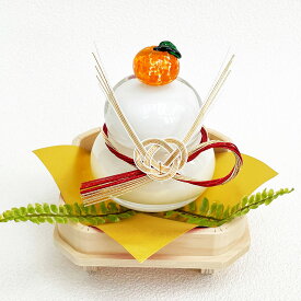 【ポイント10倍】工房 CRAFTHOUSE ガラス製 鏡餅 白（大） 二枚足三方セット付き 箱入り ガラス鏡餅