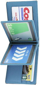 [VIVIAN DECO] 定期入れ 免許証ケース 免許証入れ レディース カードケース 薄型 パスケース ICカード 2枚 エラー防止 本革 二つ折り (スモーキーブルー)