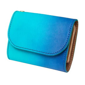 [COTOCUL] コトカル ミニ財布 本革 ぼかし染め お札が折れない 二つ折り 小さい財布 レディース メンズ (空色) ブルー 水色