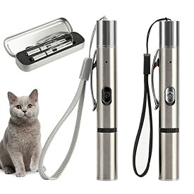 猫用おもちゃ LEDポインター 光るおもちゃ 猫 ポインター ねこじゃらし USB充電式 2メートル照射距離 便利 ポケット入れる可能 グリーン&レッド 2本入り