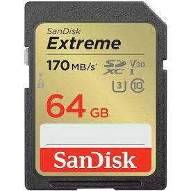 【5月限定!全商品ポイント2倍セール】SanDisk (サンディスク) 64GB Extreme (エクストリーム) SDXC UHS-I メモリーカード - C10/U3/V30/4K/UHD SDカード - SDSDXV2-064G-GNCIN