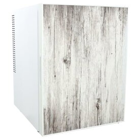 【5月限定!全商品ポイント2倍セール】Hanx-Home 40L ペルチェ式 ワンドア冷蔵庫 （木目ドア）グレーウッド （本体）マットホワイト 左右両開き 4段階温度調節 小型 コンパクト 一人暮らし