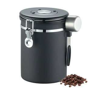 コーヒー豆保存容器 キャニスター 密閉容器 1800ml ステンレス 錆びにくい 日付表示 スプーン付き 500g 高密閉性 鮮度保持 茶筒 コーヒー粉 お菓子 ナッツ 香辛料 コンテナ フードストッカー 大