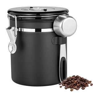 コーヒー豆保存容器 キャニスター 密閉容器 1500ml ステンレス 錆びにくい 日付表示 スプーン付き 500g 高密閉性 鮮度保持 酸化防止 茶筒 コーヒー粉 お菓子 砂糖 ナッツ 香辛料 食品貯蔵タンク