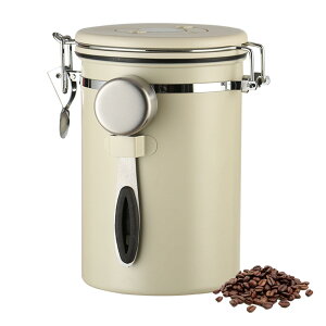コーヒー豆保存容器 キャニスター 密閉容器 1800ml ステンレス 錆びにくい 日付表示 スプーン付き 500g 高密閉性 鮮度保持 茶筒 コーヒー粉 お菓子 砂糖 ナッツ 香辛料 食品貯蔵タンク コンテナ