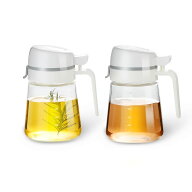 オイルボトル 液だれしない ガラス 自動開閉 液体調味料 オイルポット キッチン用品 調味料入れ オイル差…