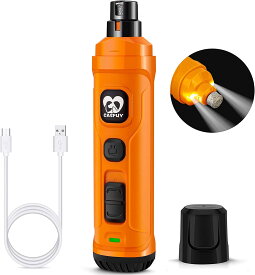 犬爪切り電動ー 2つのLEDライト付き 2スピード 強力な電動ペット用爪切り プロフェッショナル 静かで痛みのない足のグルーミングとスムージング 小中大型犬と猫用