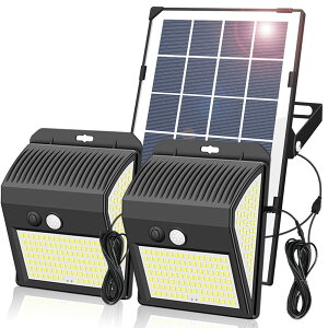 【24h感知/夜間感知/夜間常灯】ソーラーライト 屋外 防水 人感センサーライト 分離型2200mAh 屋内使用可 200Led壁掛け式 防犯ライト ガーデンライト 倉庫/玄関/駐車場/納戸/ガレージ/庭先/階段/廊