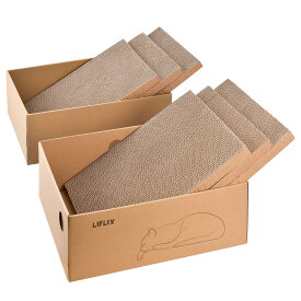 猫 爪研ぎ 段ボール 箱型 猫 つめとぎ6枚入り 猫ベッド兼用 経済的 掃除楽 43.5×33.5×15.5cm