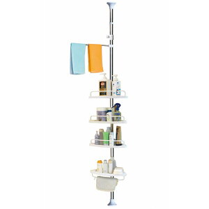 HRS 浴室収納 ラック コーナーラック お風呂 つっぱり段 高さ115~310cm 浴室 シャンプー ラック 浴室用ラック 収納 コーナー 棚 タオル シャンプー 置き 突っ張り バス お風呂場 キッチン トイレ