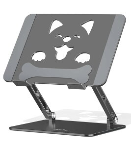 ノートパソコンスタンド- ホルダー PC 人間工学 無段階高さ&角度調整可能 姿勢改善 腰痛&猫背&肩こり解消 滑り止め 在宅仕事 つくえ 机 省スペース アルミ製折り畳み可能 ゲーム用ノート
