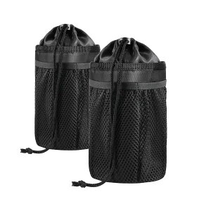 自転車用ボトルケージ ハンドルバーバッグ 携帯収納付きメッシュポケット付き 自由調節可能 ウォーカー/クルーザー/エクササイズ/マウンテンバイク用のハンドルバードリンク/飲料容器に