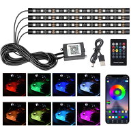 【車ledテープライト】 車内アンビエントライト 48LED電球車フットランプ RGB 8色切替 4パターン点灯 usb…