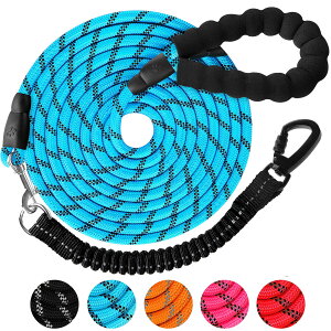 犬 リード ロングリード 犬用リード 30m - 長い丸ロープ 小型犬 中型犬 大型犬 反射 軽量 丈夫 持ちやすい スポンジハンドル 伸縮リード付き 犬用散歩ひも 訓練用リード 負担減軽 衝撃吸収 ブ