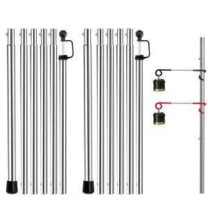 �e���g�|�[�� �^�[�v�|�[�� �X�e�����X�� 6�ߘA�� 2�Z�b�g �u�b�V���{�^���� 19mm���a �S��230cm �����h�~�L���b�v�t �L���m�s�[�|�[�� ������ �������߉\ ���[�ܕt �L�����v/�A�E�g�h�A�p�i