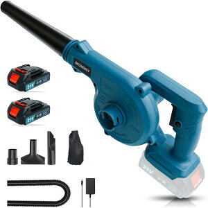 ブロワー 充電式 洗車後の水滴も一気に吹き飛ばす!吸塵もOKな1台2役|大容量バッテリー2個搭載?小型でパワフルなブロワー ブルー