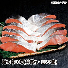 【送料無料】鮭切身10切（沖獲れ・ロシア産）鮭 シャケ サケ サーモン sake salmon ご家族の団らんに 新鮮な海の幸