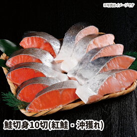 【送料無料】 鮭切身10切(紅鮭・沖獲れ) gift GIFT ギフト おすすめの 贈り物　魚 fish さかな