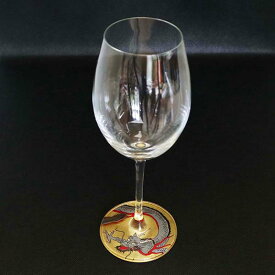 華正工房 華正蒔絵ガラス ワイングラス 龍加賀の手描き蒔絵 ！[ 酒器 国産 日本製 加賀蒔絵 山中漆器 うるし 金沢金箔 黄金 父の日 ]