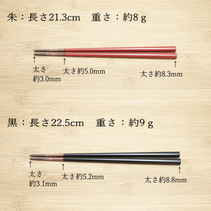 楽天市場】華正工房 うるしけんこう箸 能登ヒバ漆塗 夫婦箸（朱＋黒