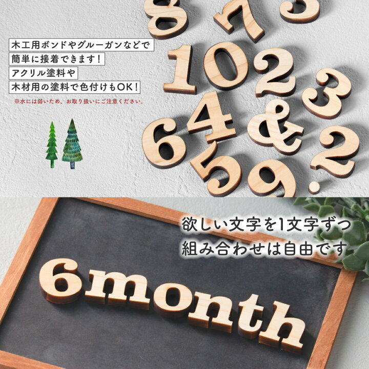 楽天市場】数字 記号 アルファベット オブジェ 木製【3cm】イニシャル 