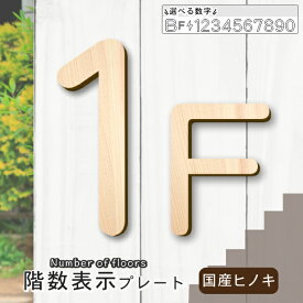 階数表示 数字 サインプレート 階段 階数表示プレート 丸ゴシック体 木製 国産ヒノキ 切文字 切り文字 切り抜き テープ付き 階数表示に最適 おしゃれ 天然木 あいち認証材 日本製 貼るだけ シール式 メール便 送料無料【当店は月間優良ショップ通算19回受賞店です】