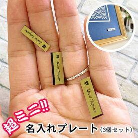 【月間優良ショップ受賞】名入れプレート 一行専用【極小サイズ(H7mm×W25mm～30mm)】真鍮風 ゴールド (3個入) ネームプレート 名札 表札 超ミニ 小さいプレート タイトル名 ブランド表示金 屋外対応 日本製 シール式 メール便 送料無料【24年3月度 通算18回目】