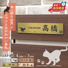 【〜12:00注文で当日発送】表札 猫 可愛い ネコ プレート マグネット 番地【にゃんこが選べる】S-L 4色 ねこ cat ネームプレート ネコの表札 おしゃれ マンション ポスト インターホン 戸建 外壁 門柱 ステンレス調 アクリル 小さい 防水 屋外 シール式 貼るだけ 送料無料