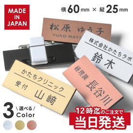 【楽天1位】【〜12:00注文で当日発送】名札 名入れ 作成 ネームプレート オーダーメイド 名前 3色 日本製 クリップ ピン付 服が傷つきにくい おしゃれ オーダー ステンレス調 ネームタグ ホテル 会社 学校 病院 オフィス クリニック お店 アクリル 軽い メール便対応